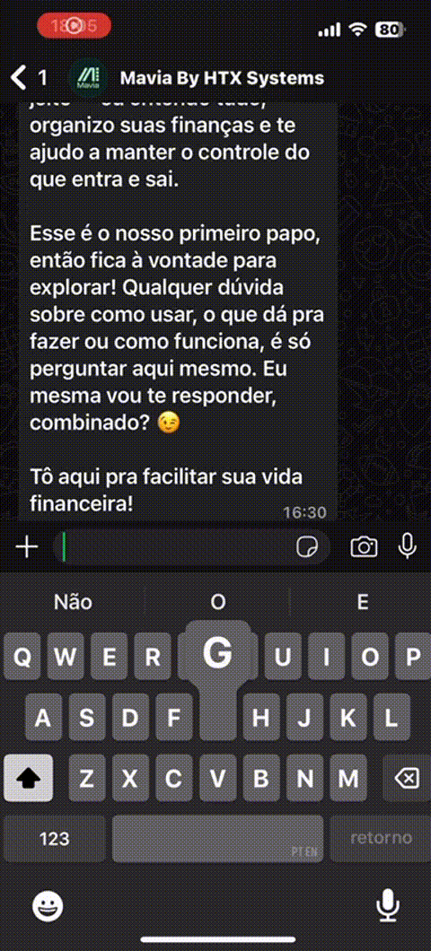 Demonstração da Mavia no WhatsApp